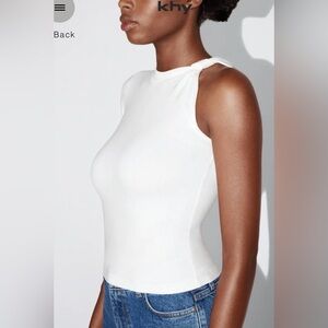 Khy One Shoulder Twist Sleeve T-Shirt Size XL White NWT